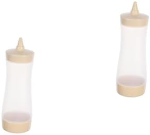 HOLIDYOYO 6-Piece Beige Condiment Squeeze Bottles with Lids