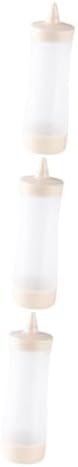 3 Pcs Reusable Salad Dressing Squeeze Bottles Beige
