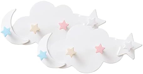 Ciieeo 2pcs Cloud Moon Adhesive Hooks for Keys Bags Hats