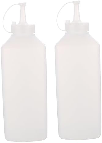 2 Pack Squeeze Condiment Bottles with Lids for Kitchen Use