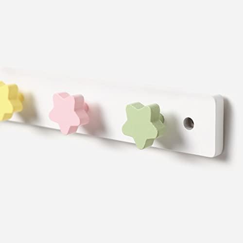 WonderBee Kids Coat Rack with 4 Star Hooks - White