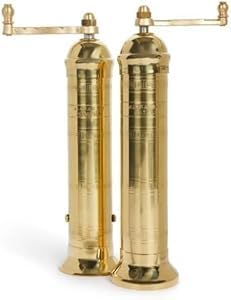 European Authentic Greek 2-Piece Brass Pepper Mill Set