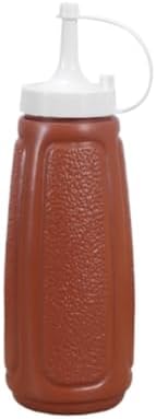 KLEYE Squeeze Bottles Set Of 5 Brown Plastic Condiment Bottles With Lid