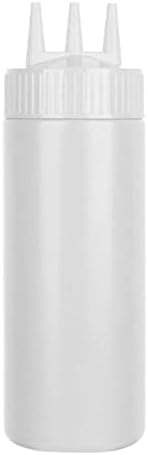 3-Head Squeeze Condiment Sauce Bottle with Cap - White