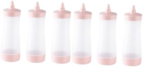 HOLIDYOYO 6 Pcs Reusable Condiment Squeeze Bottles with Lids - Pink