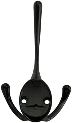 Mokife 5 Pack Black Rustic Coat Hooks Triple Prong Wall Mount
