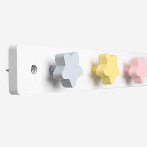 WonderBee Kids Coat Rack with 4 Star Hooks - White