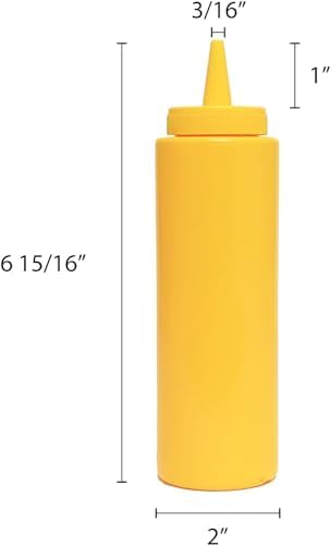 TrueCraftware 12-Pack Squeeze Condiment Bottles 8 oz Yellow