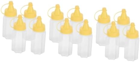 JEWEDECO 12 Pcs Mini Condiment Bottles Yellow PP Salad Dressing Dispenser