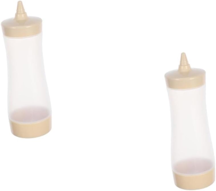 HOLIDYOYO 6-Piece Beige Condiment Squeeze Bottles with Lids
