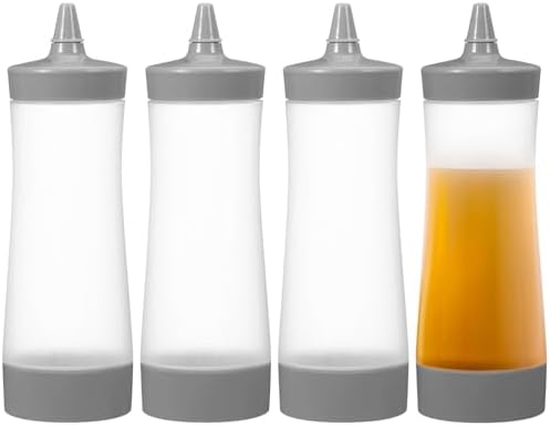 Kichvoe 4pcs Condiment Squeeze Bottles With Lid Reusable