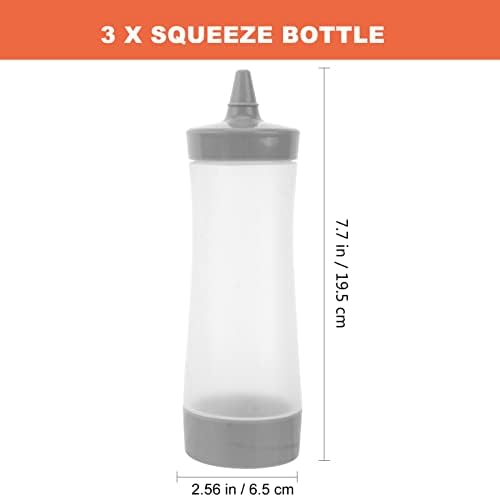 DOITOOL 3Pcs Plastic Squeeze Bottles with Grey Tip Cap
