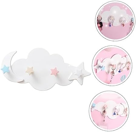Ciieeo 2pcs Cloud Moon Adhesive Hooks for Keys Bags Hats