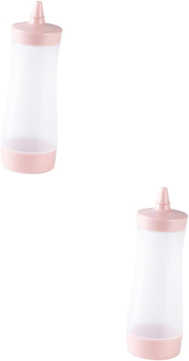 CIYODO 2 Pcs Reusable Condiment Squeeze Bottles Pink