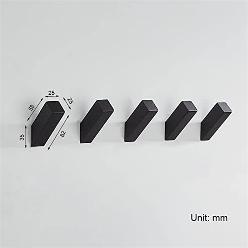 MOOWI 5Pcs Black Wall-Mounted Towel Hooks 304 Stainless Steel