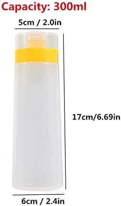 Jilukibo 4 Hole Jam Squeeze Bottle 300ml Leak Proof with Cap Lids Yellow
