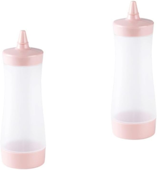 COLLBATH Reusable Pink Condiment Squeeze Bottles 2 Pcs