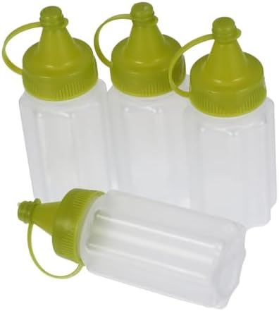 4pcs Transparent Condiment Squeeze Bottles Set for Ketchup Honey BBQ