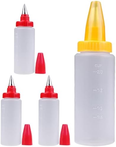 4pcs4 Sets Clear Condiment Squeeze Bottles for Cake Icing Piping