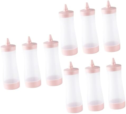9 Pcs Condiment Bottle Squeeze Bottles with Lid Pink Reusable