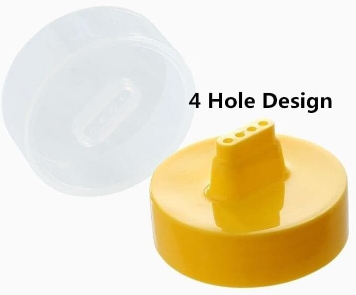 Jilukibo 4 Hole Jam Squeeze Bottle 300ml Leak Proof with Cap Lids Yellow