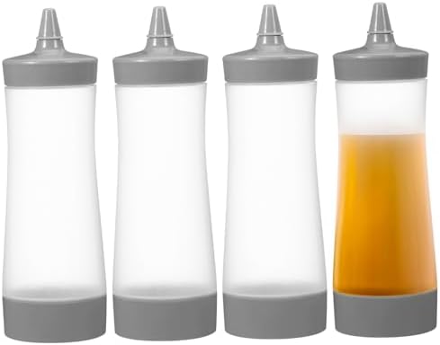 NAMOARLY 4pcs Reusable Squeeze Bottle Set Leakproof Comfortable Grip