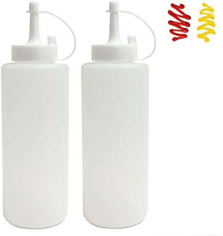 2 Pack 12oz Clear Plastic Squeeze Bottles for Condiments