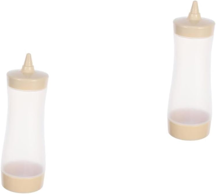HOLIDYOYO 6-Piece Beige Condiment Squeeze Bottles with Lids