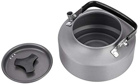 Fdit 11L Aluminum Teapot for Camping Hiking Kitchen Black Handle