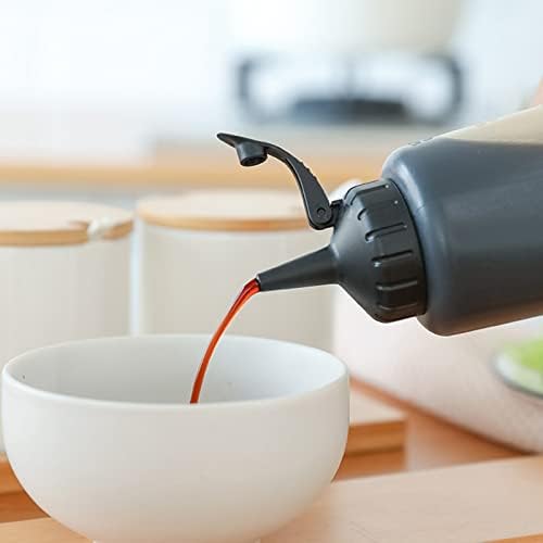 Cuteam Squeeze Oil Pot - BPA Free Condiment Bottle with Clear Scale Leakproof Lid