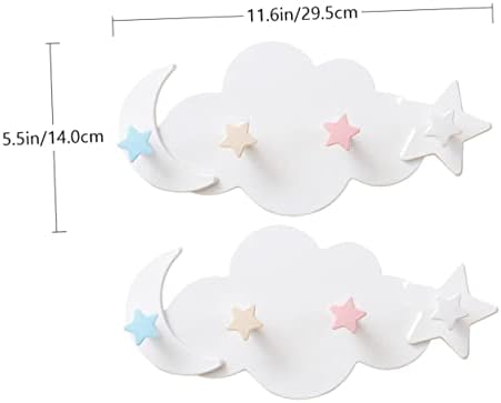 Ciieeo 2pcs Cloud Moon Adhesive Hooks for Keys Bags Hats