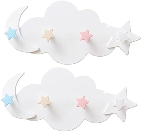 Healifty 2pcs Star Moon Wall Hooks Adhesive