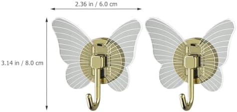 PRETYZOOM 2Pcs Self-Adhesive Butterfly Wall Hooks for Keys and Towels