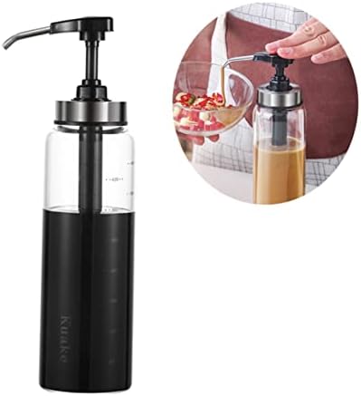 BRIGHTFUFU 500ml Glass and Steel Sauce Press Bottle