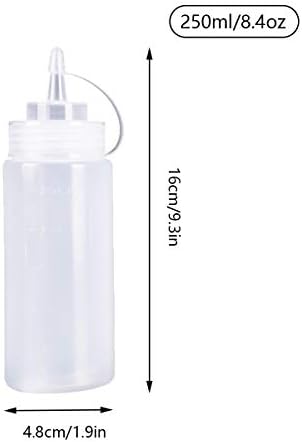 12Pcs Condiment Squeeze Bottles with Twist Cap and Measurements