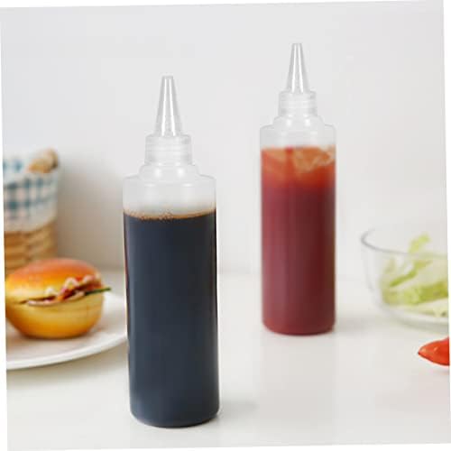 6 Pack 250ml Pointed Mouth Squeeze Bottles for Condiment Use