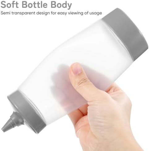 4 Pack Condiment Squeeze Bottles Reusable Leakproof Grey