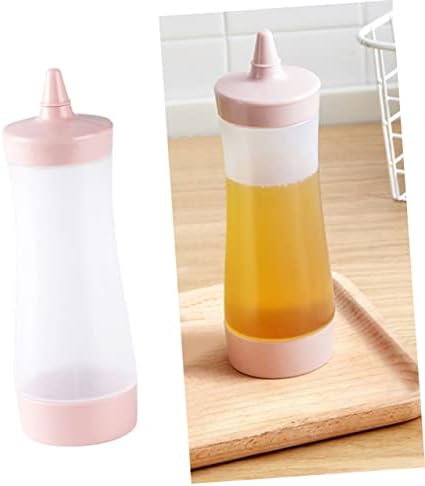 9 Pcs Condiment Bottle Squeeze Bottles with Lid Pink Reusable