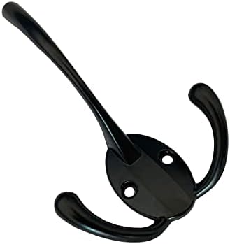 Mokife 5 Pack Black Rustic Coat Hooks Triple Prong Wall Mount
