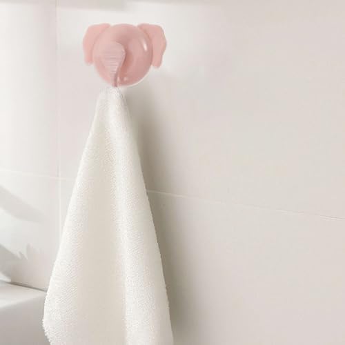 ABOOFAN 4pcs Cartoon Elephant Suction Cup Hooks for Bathroom Kitchen