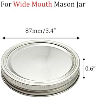 Deergo 12Pack Wide Mouth Mason Jar Canning Lids with Rings Silver