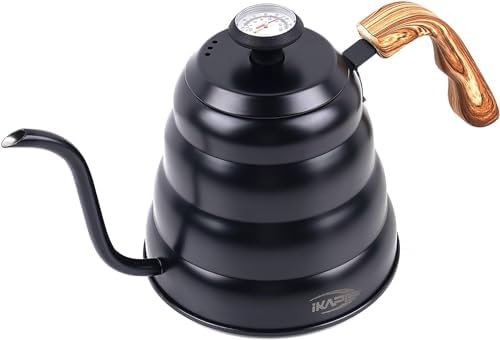 IKAPE Gooseneck Coffee Kettle 40oz with Thermometer