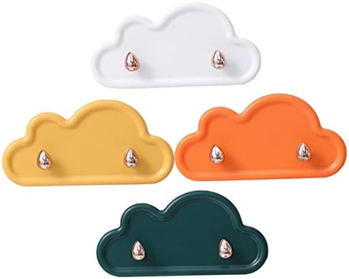 Veemoon 4 Pack Cloud Shape Adhesive Wall Hooks Key Holder Towel Rack