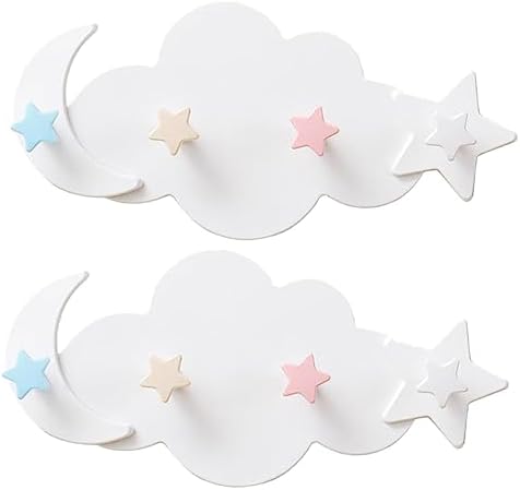 PENIKOKO 2pcs Star Moon Wall Hooks Adhesive Decor