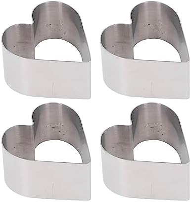 PerGar 4Pcs Heart Shaped Cake Ring Molds Set