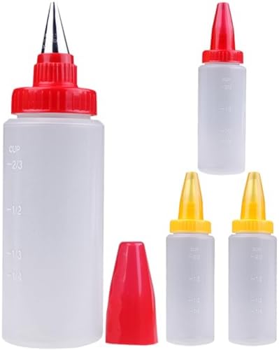 4pcs4 Sets Clear Condiment Squeeze Bottles for Cake Icing Piping