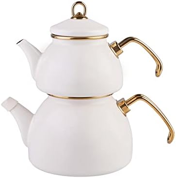 KARACA Retro Teapot Set with Enamel and Titanium Handles