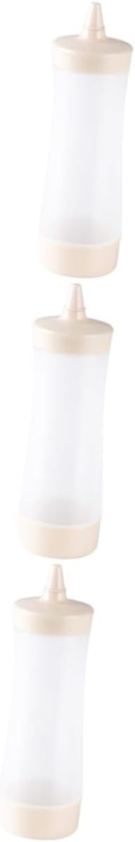 3 Pcs Reusable Salad Dressing Squeeze Bottles Beige