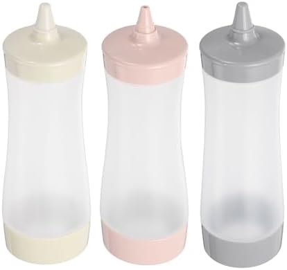 3pcs Plastic Squeeze Bottles with Cap for Condiments