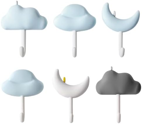 Tizee 6Pcs Moon Cloud Wall Hooks Key Holder